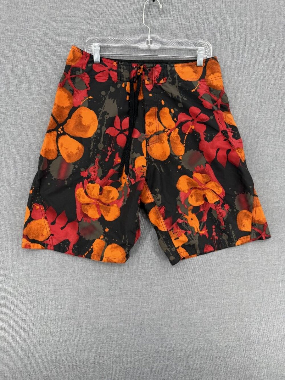 Vtg Anchor Blue Board Shorts Mens 32 10" Floral Swim Trunks Grunge Drawstring